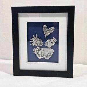 Leandra Drumm Loving Couple Wall Hanging Framed Pewter Art